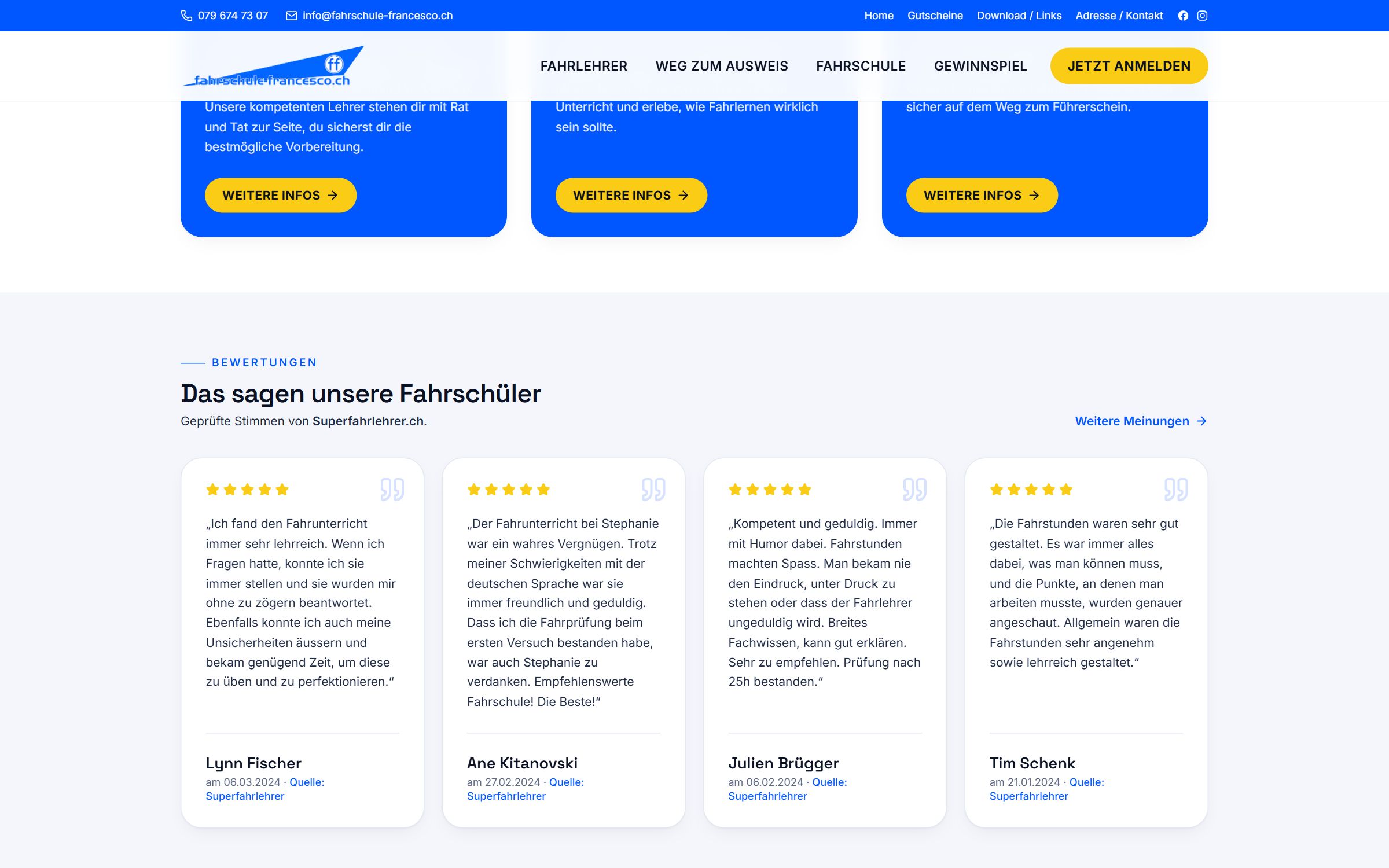 Fahrschule Francesco Angebote und Kurse