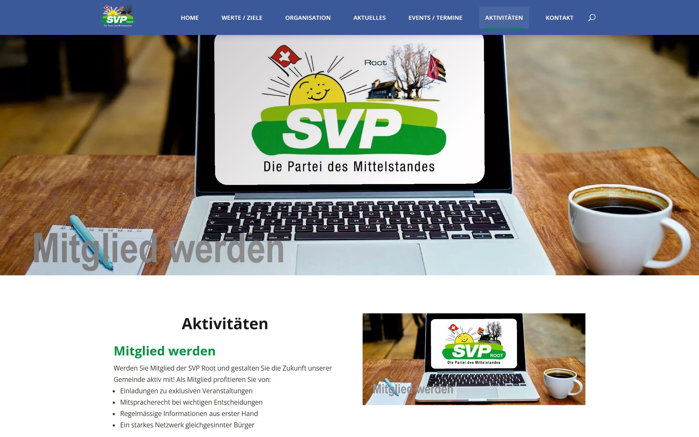 Activities and membership page